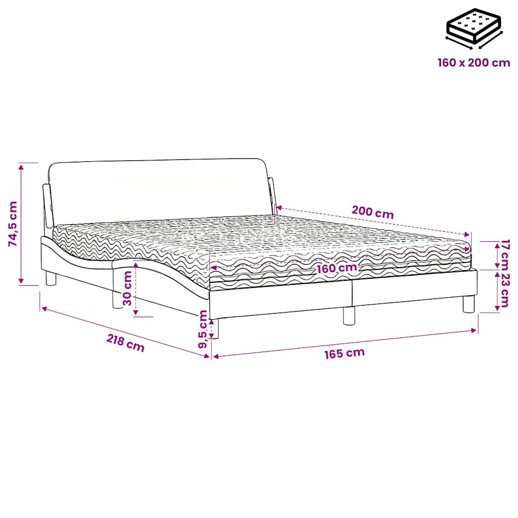 vidaXL Κρεβάτι με Στρώμα Dover Καφέ 160x200εκ. από Συνθετικό Δέρμα
