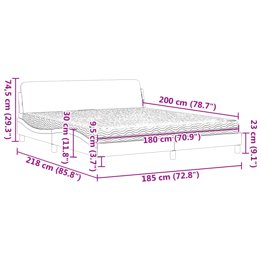 vidaXL Κρεβάτι με Στρώμα Dover Ανοιχτό Γκρι 180x200 εκ. Βελούδινο
