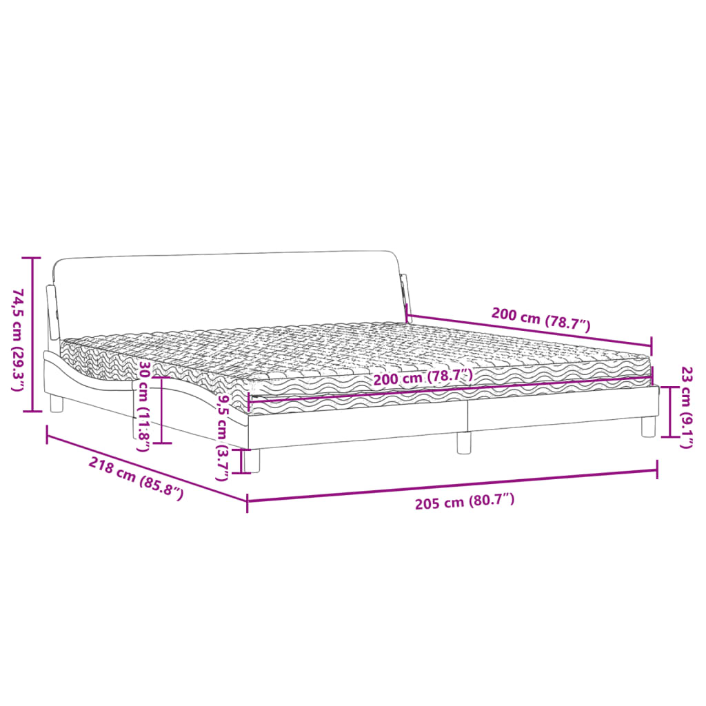 vidaXL Κρεβάτι με Στρώμα Dover Κρεμ 200x200 εκ. Υφασμάτινο