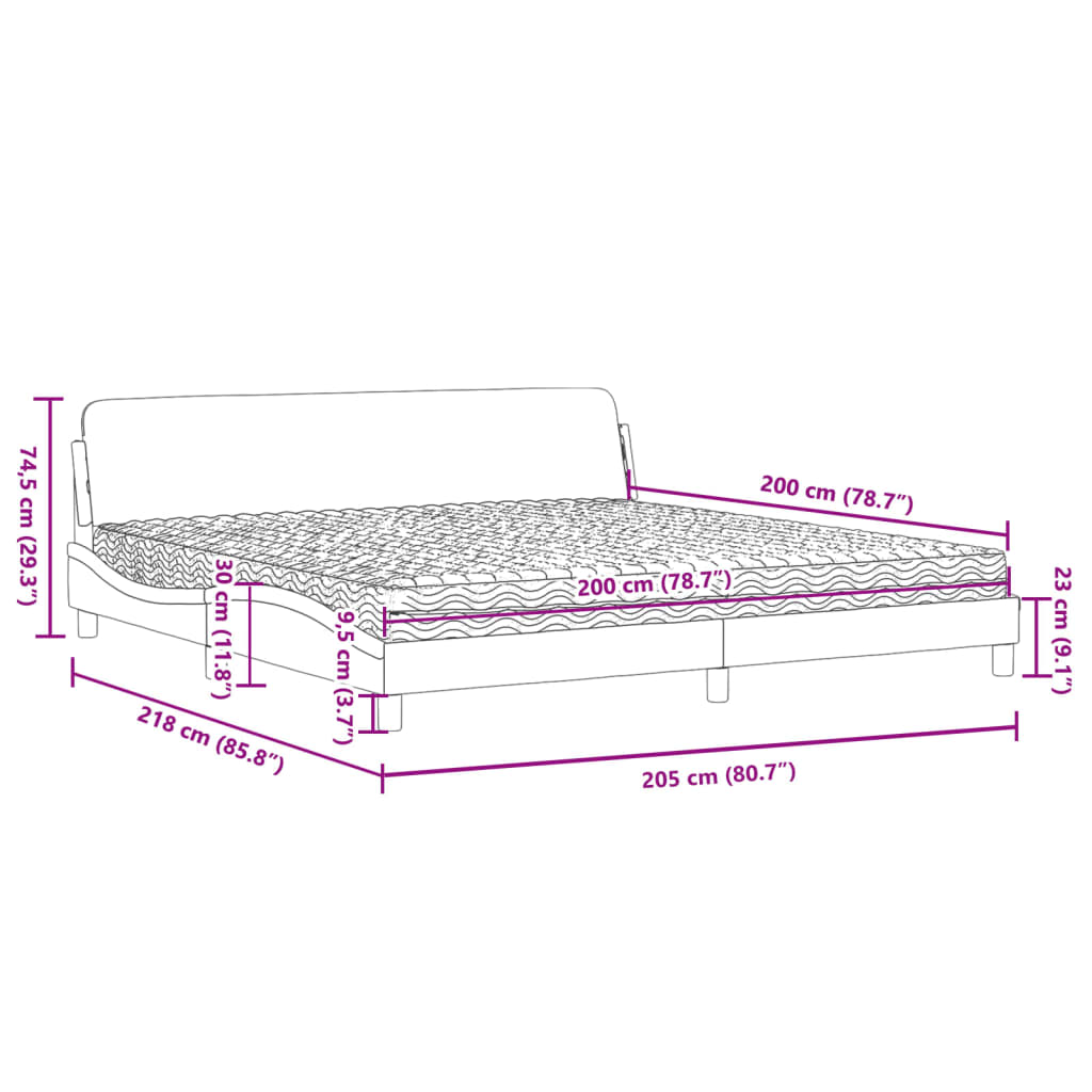 vidaXL Κρεβάτι με Στρώμα Dover Λευκό 200x200 εκ. Συνθετικό Δέρμα