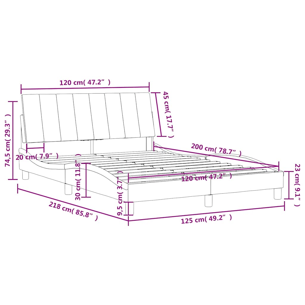 vidaXL Κρεβάτι με Στρώμα Hanko Μπλε 120x200 εκ. Βελούδινο