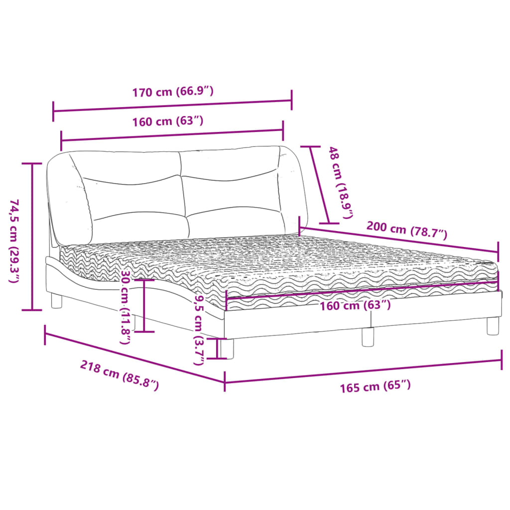 vidaXL Κρεβάτι με Στρώμα Hvar Καφέ 160x200εκ. από Συνθετικό Δέρμα