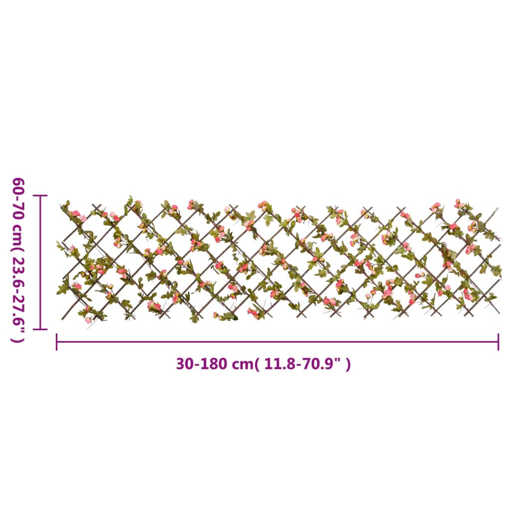 vidaXL Καφασωτό Επεκτεινόμενο Σκ. Ροζ 180x60εκ. Τεχνητός Κισσός