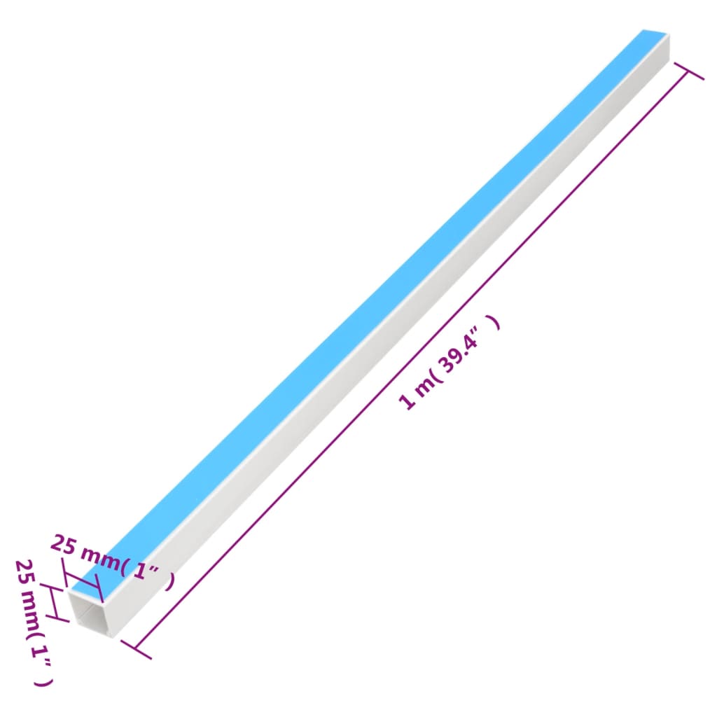 vidaXL Κανάλι Καλωδίων Αυτοκόλλητο 25 x 25 χιλ. 10 μ. από PVC