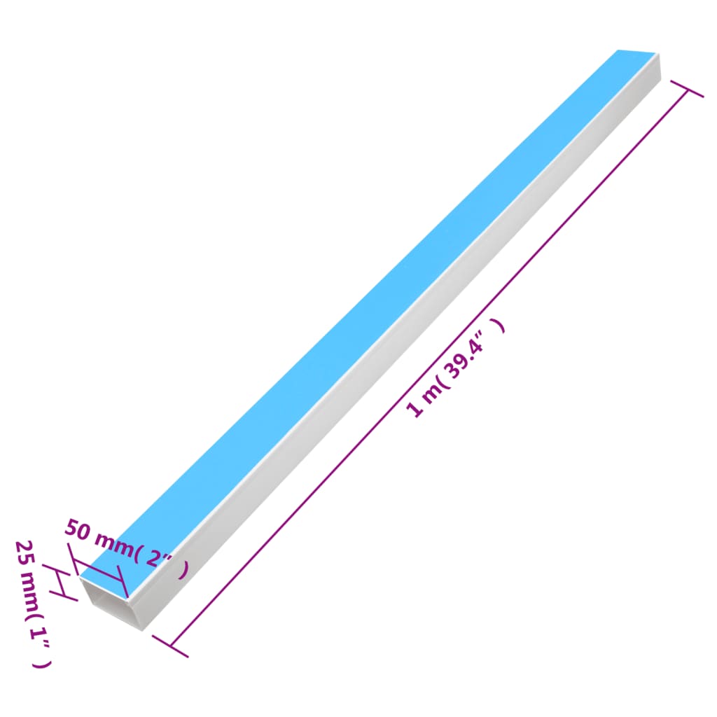 vidaXL Κανάλι Καλωδίων Αυτοκόλλητο 50 x 25 χιλ. 10 μ. από PVC