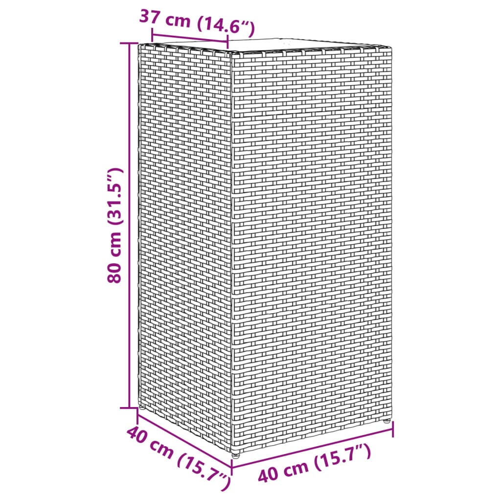 vidaXL Ζαρντινιέρες Κήπου 2 τεμ. Γκρι 40x40x80 εκ. από Συνθετικό Ρατάν