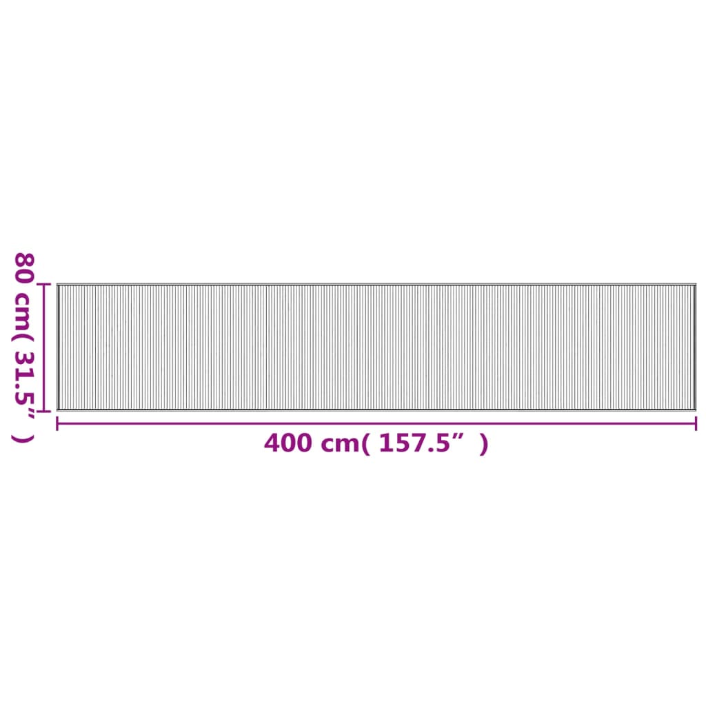 vidaXL Χαλί Ορθογώνιο Γκρι 80 x 400 εκ. Μπαμπού