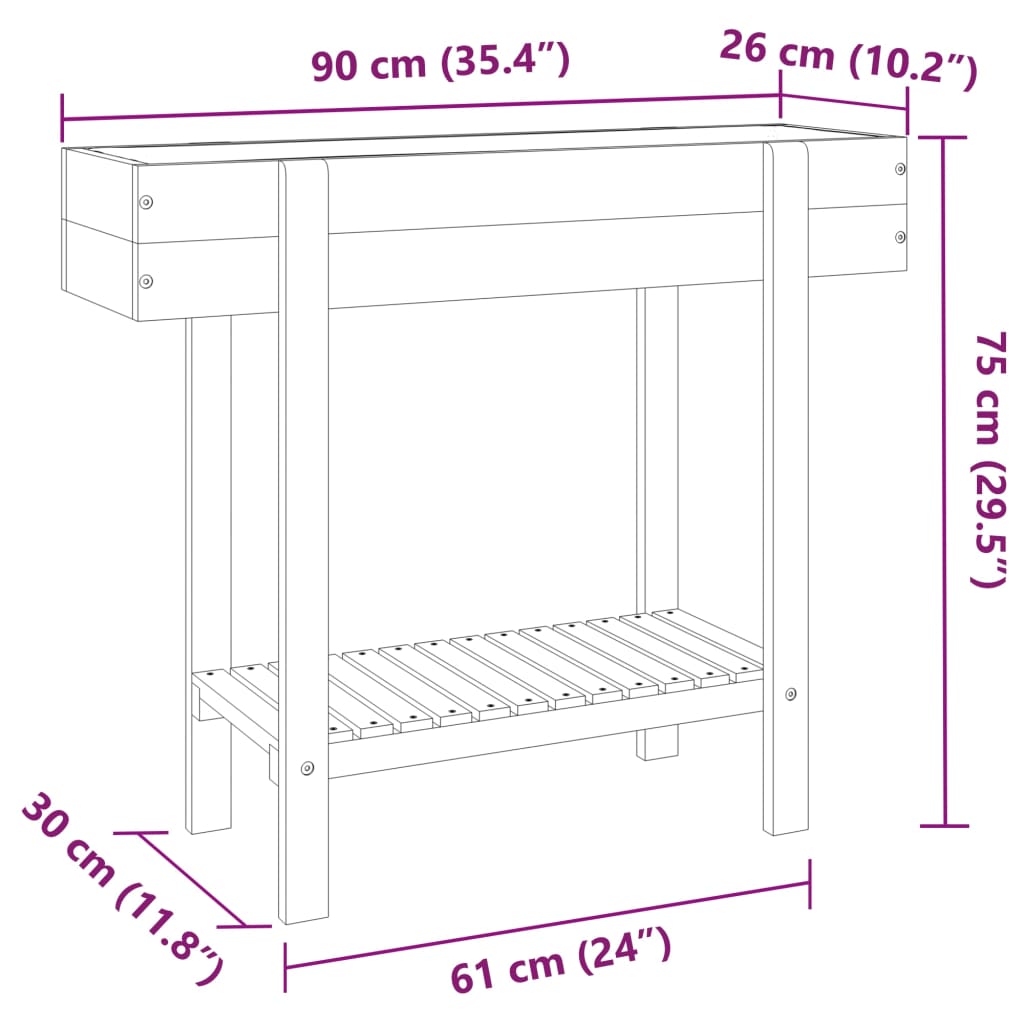 vidaXL Ζαρντινιέρα Υπερυψωμένη 90 x 30 x 75 εκ. Μασίφ Ξύλο Ακακίας