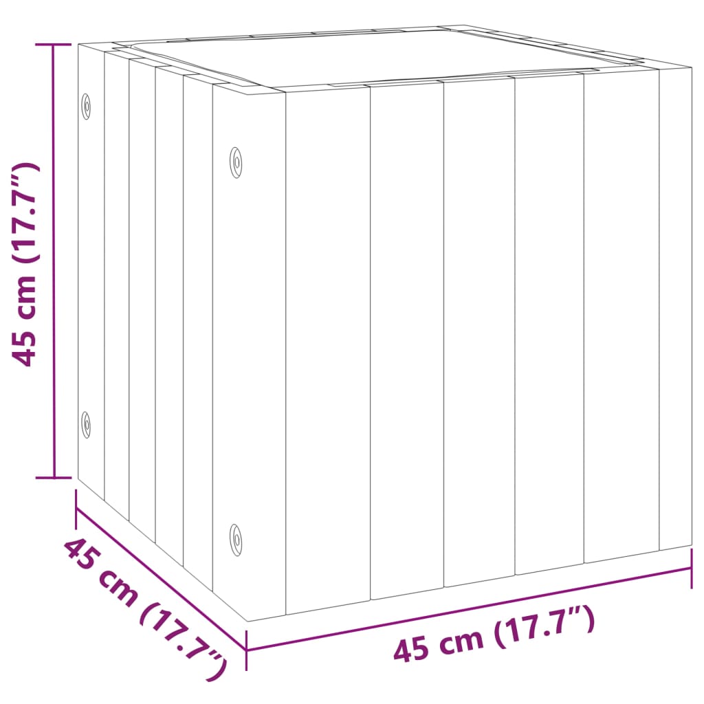 vidaXL Ζαρντινιέρα Κήπου 45 x 45 x 45 εκ. από Μασίφ Ξύλο Ακακίας