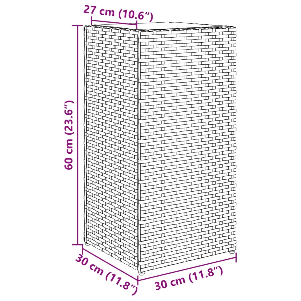 vidaXL Ζαρντινιέρα Κήπου Μαύρη 30x30x60 εκ. από Συνθετικό Ρατάν