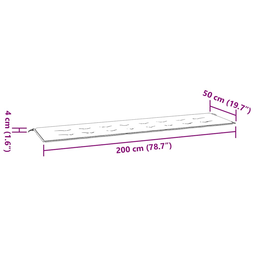 vidaXL Μαξιλάρι Πάγκου Κήπου Ναυτικό Μπλε 200x50x4 εκ. Ύφασμα Oxford