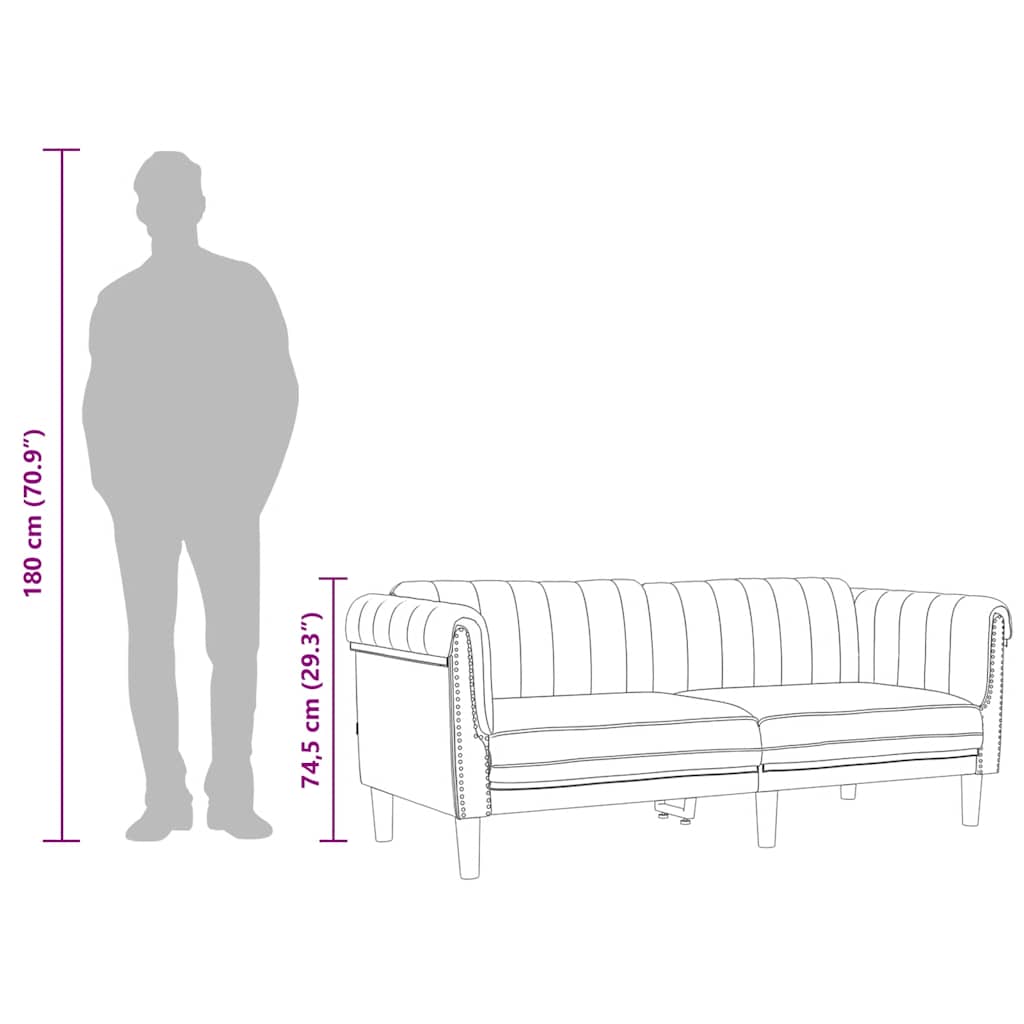 vidaXL Καναπές Τριθέσιος Μαύρος Βελούδινος