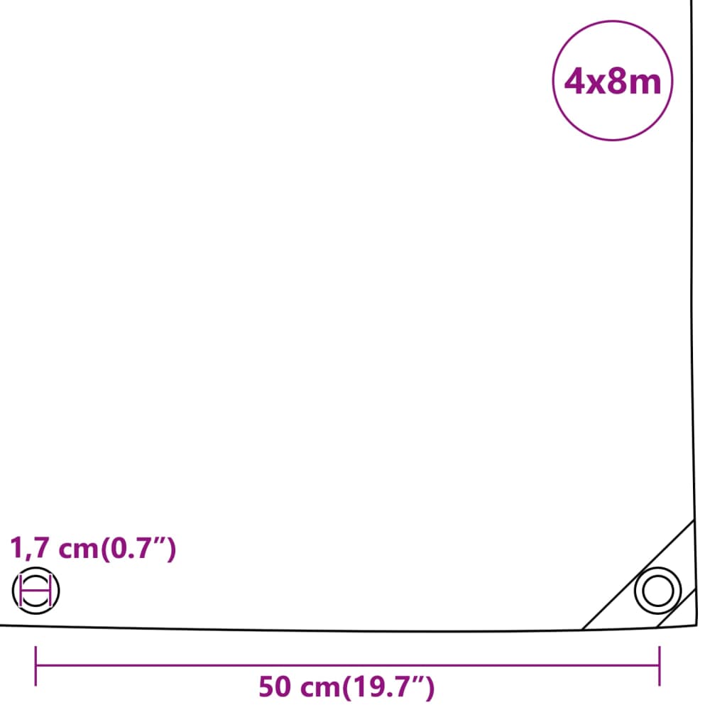 vidaXL Μουσαμάς Ανθρακί 650 γρ./μ.² 4x8 μ.