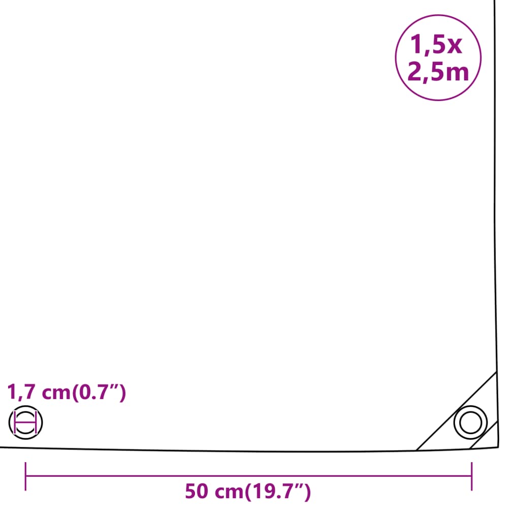 vidaXL Μουσαμάς Ανθρακί 650 γρ./μ.² 1,5 x 2,5 μ.