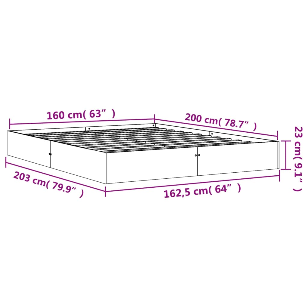 vidaXL Σκελετός Κρεβ. Χωρίς Στρώμα Καφέ Κεριού 160x200 εκ Μασίφ Πεύκο