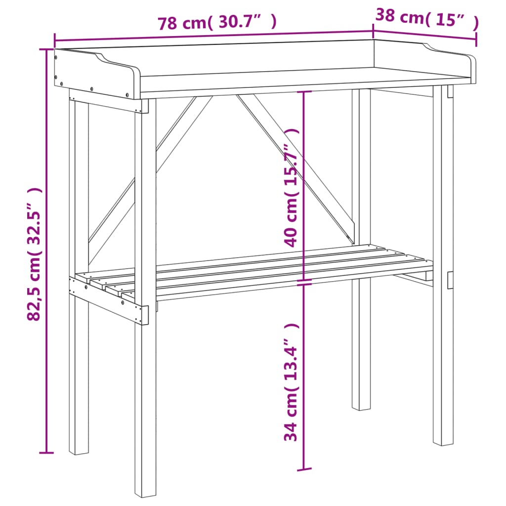 vidaXL Τραπέζι Φυτών με Ράφι Καφέ 78x38x82,5εκ. από Μασίφ Ξύλο Ελάτης