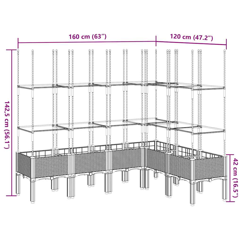 vidaXL Ζαρντινιέρα Κήπου με Καφασωτό Μπλε Γκρι 160x120x142,5 εκ. από PP
