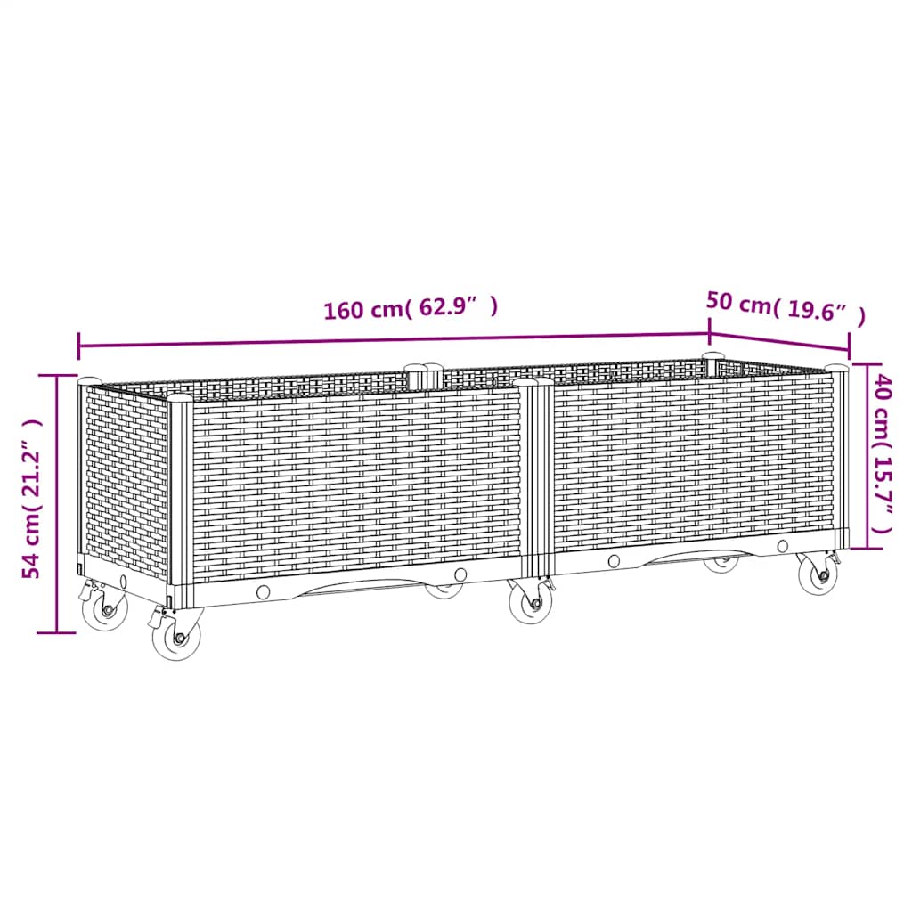 vidaXL Ζαρντινιέρα Κήπου με Πόδια Μπλε Γκρι 160x50x54 εκ. Πολυπροπυλένιο
