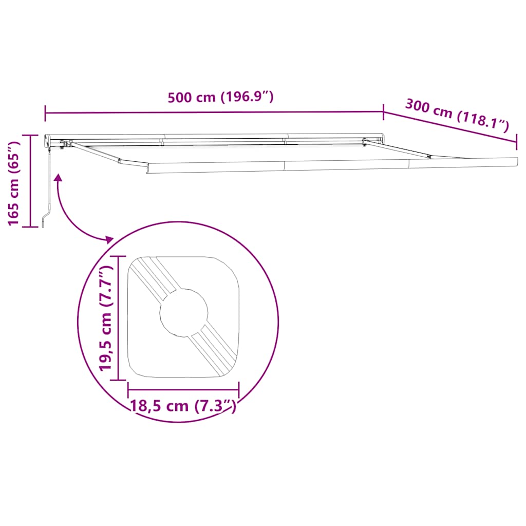 vidaXL Τέντα Πτυσσόμενη Χειροκίνητη Καφέ 500x300 εκ.