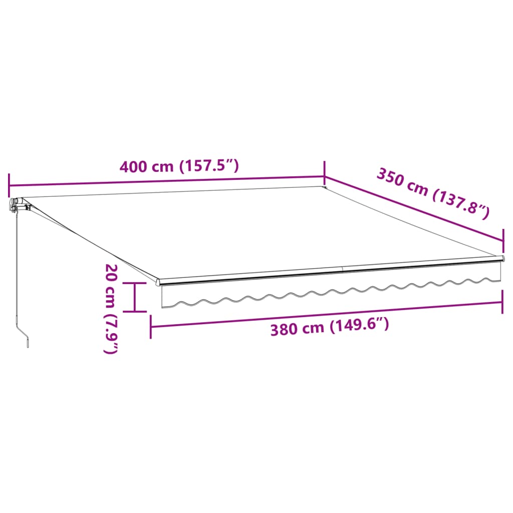 vidaXL Αναδιπλούμενη τέντα Γκρι και Λευκό 400 x 350 εκ