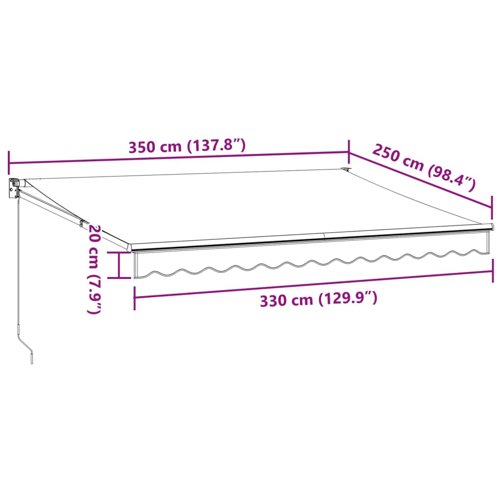 vidaXL Τέντα Πτυσσόμενη Ανθρακί και Λευκή 3,5x2,5μ. Ύφασμα / Αλουμίνιο