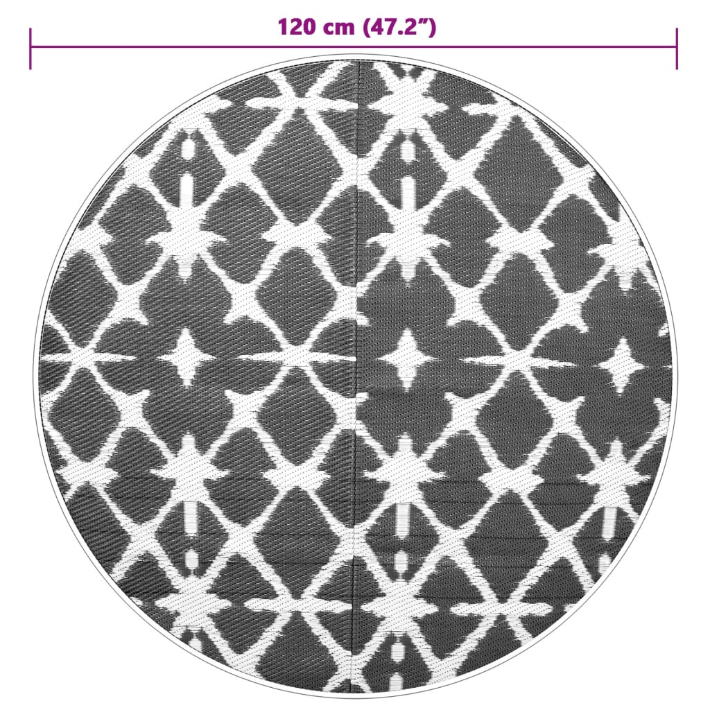 vidaXL χαλί εξωτερικού χώρου ARAKIL μπλε και λευκό Ø120 cm PP