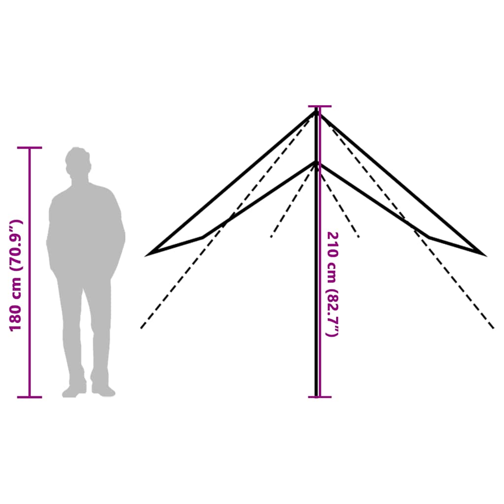 vidaXL Μουσαμάς Κάμπινγκ Αδιάβροχος Πράσινος 460x305x210 εκ.