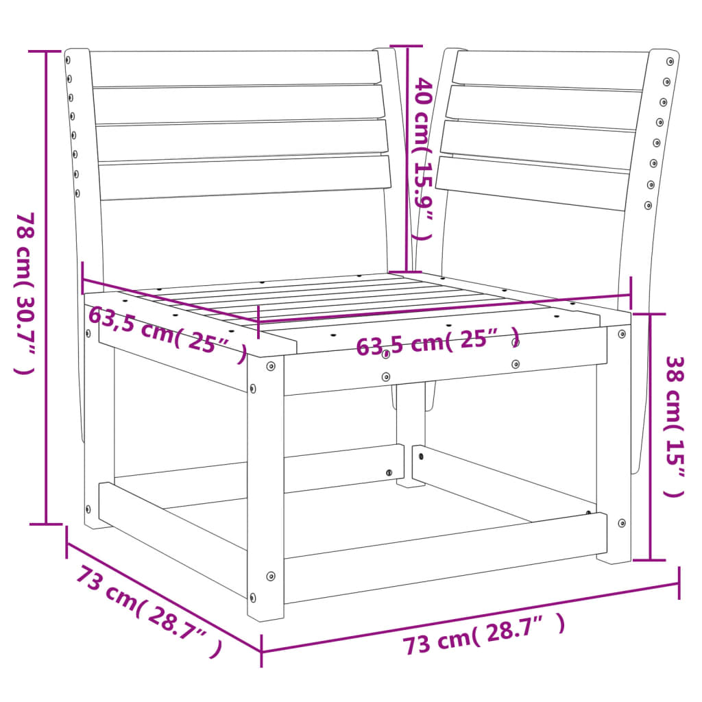 vidaXL Καναπές Κήπου Γωνιακός 73x73x78 εκ. από Μασίφ Ξύλο Πεύκου
