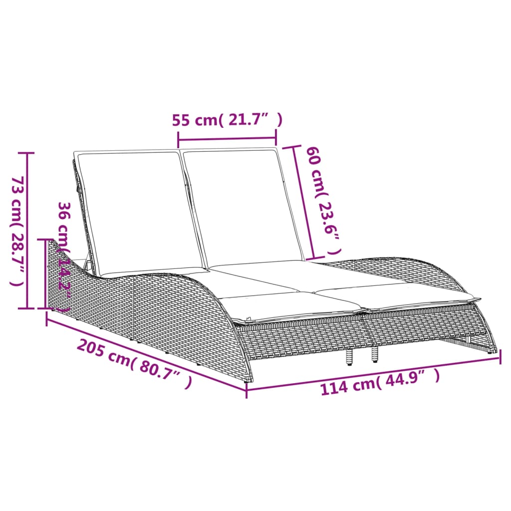 vidaXL Ξαπλώστρα Μπεζ 114x205x73 εκ. από Συνθετικό Ρατάν με Μαξιλάρι
