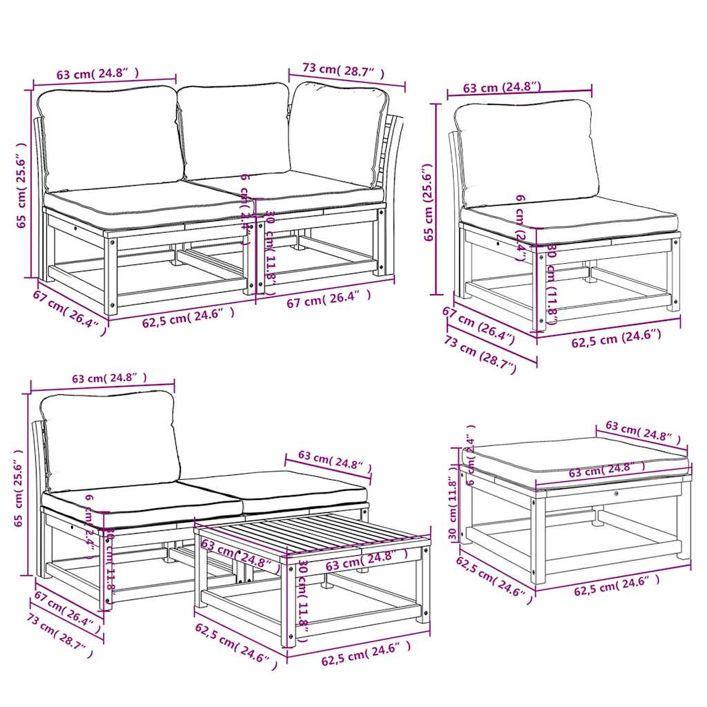 vidaXL Σαλόνι Κήπου Σετ 11 Τεμαχίων Μασίφ Ξύλο Ακακίας με Μαξιλάρια