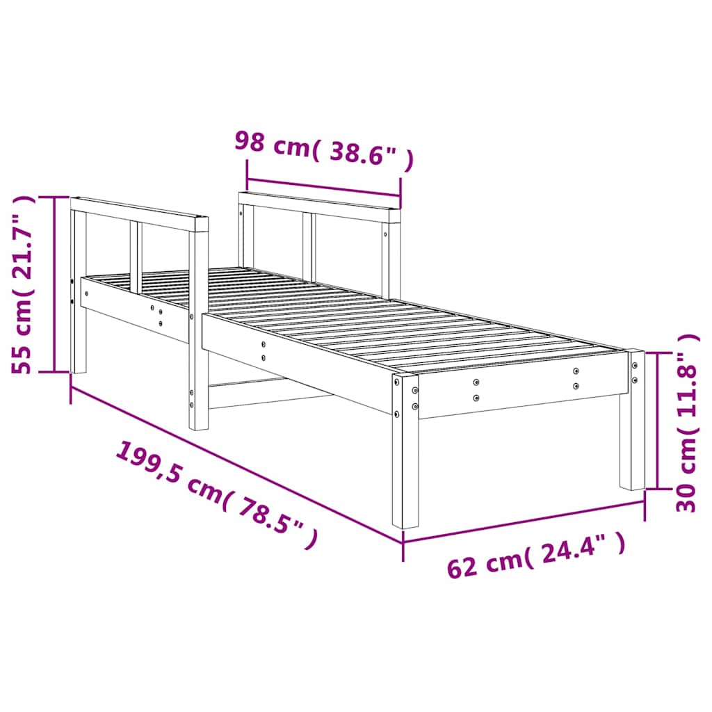 vidaXL Ξαπλώστρα 199,5 x 62 x 55 εκ. από Εμποτ. Ξύλο Πεύκου