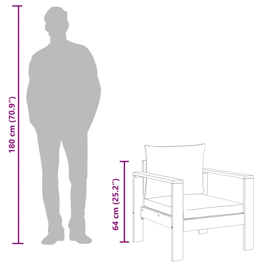 vidaXL Καρέκλα Κήπου από Μασίφ Ξύλο Ακακίας με Μαξιλάρια