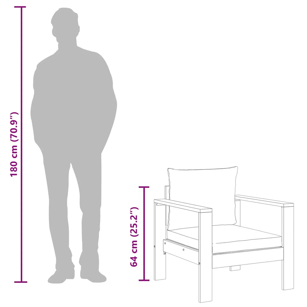 vidaXL Καρέκλα Κήπου από Μασίφ Ξύλο Ακακίας με Μαξιλάρια