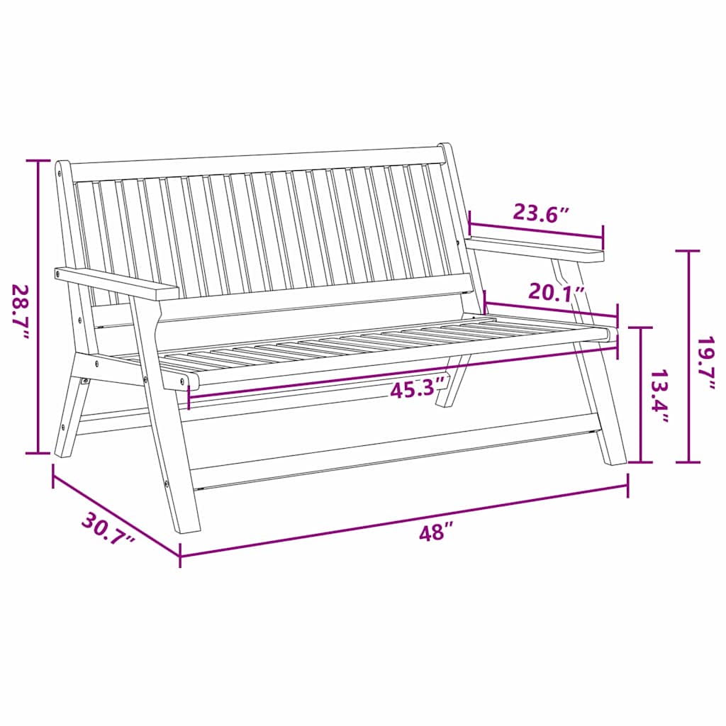 vidaXL Παγκάκι Κήπου 122.5x77x74 εκ. Μασίφ ξύλο ακακίας