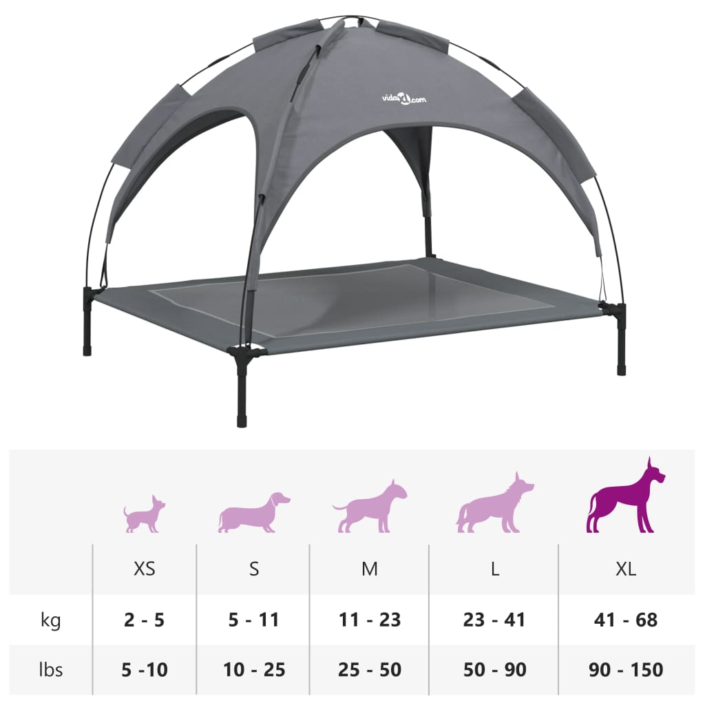 vidaXL Κρεβάτι Σκύλου με Σκίαστρο Ανθρακί Ύφασμα Oxford και Ατσάλι