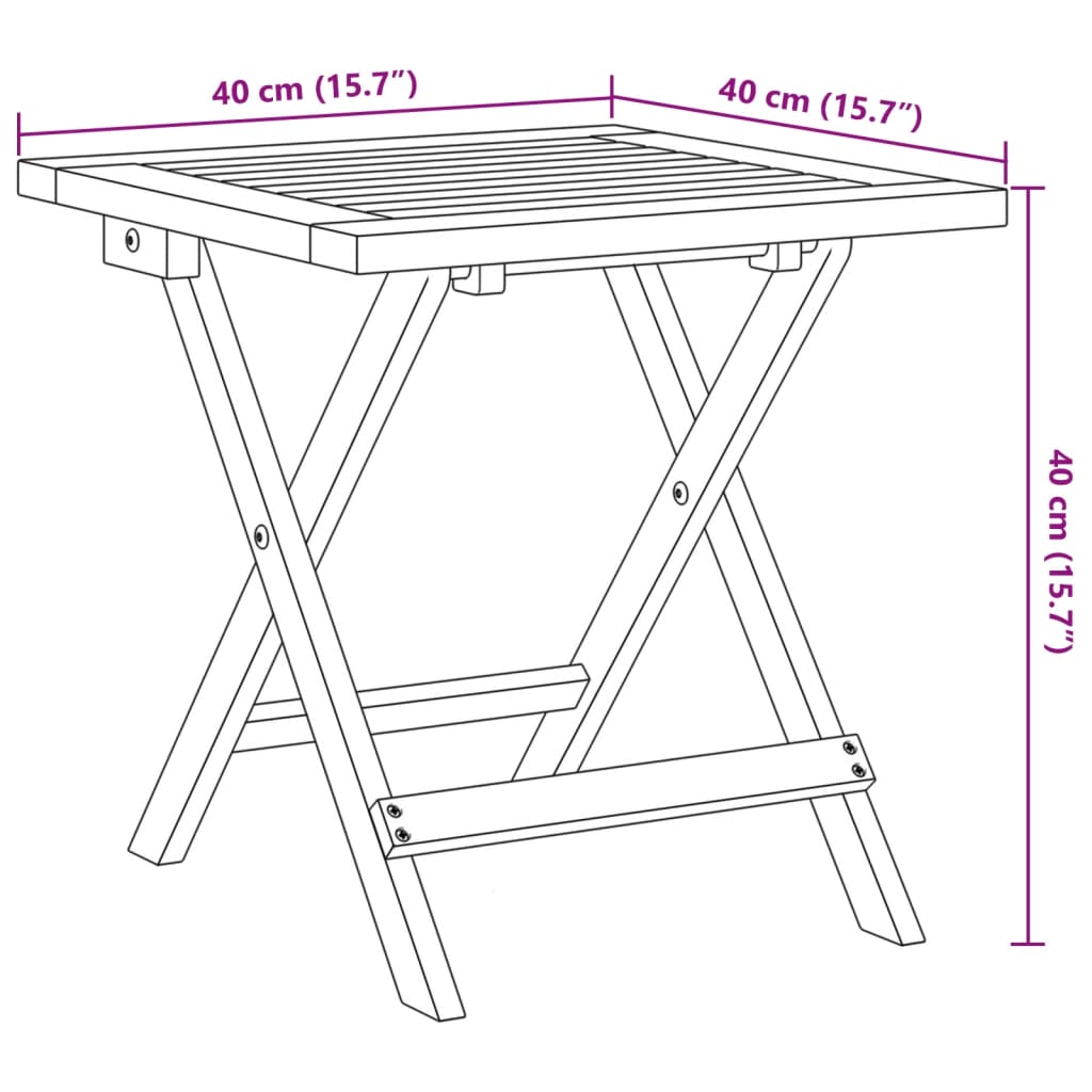 vidaXL Βοηθητικό Τραπέζι Κήπου 40x40x40 εκ. από Μασίφ Ξύλο Ακακίας