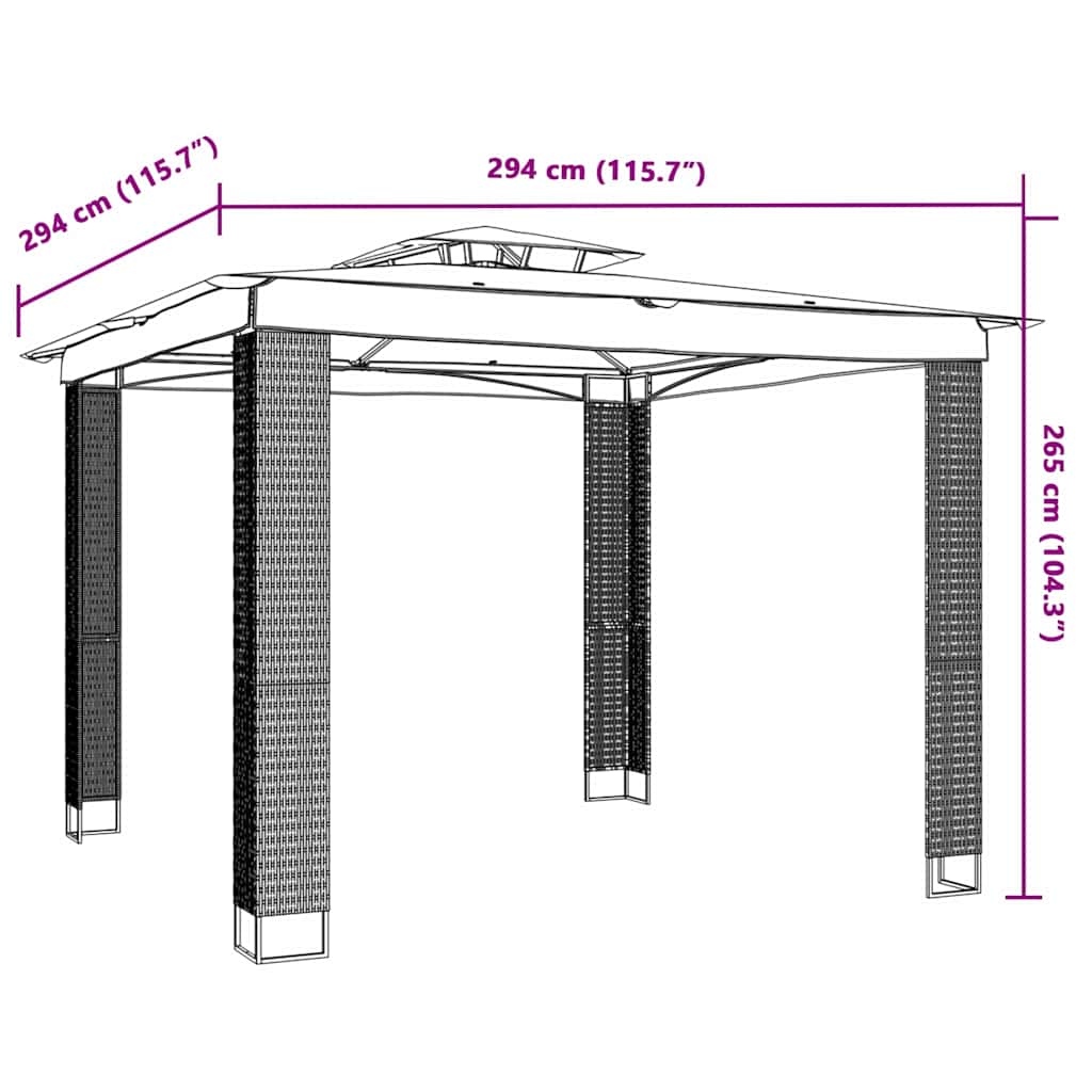 vidaXL Κιόσκι με Διπλή Οροφή Ανθρακί 2,94x2,94 μ. Ατσάλινο