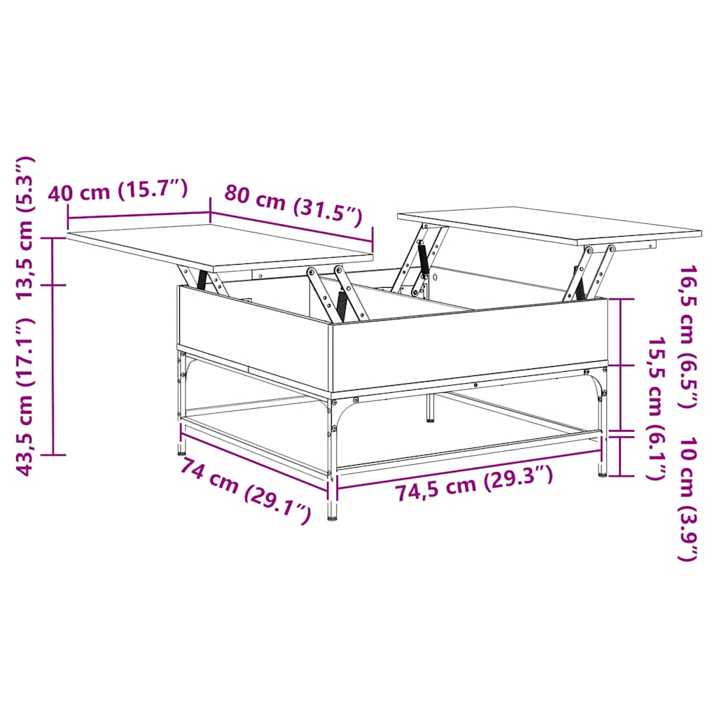 vidaXL Τραπεζάκι Σαλονιού Γκρι Sonoma 80x80x45 εκ. Επεξ. Ξύλο/Μέταλλο