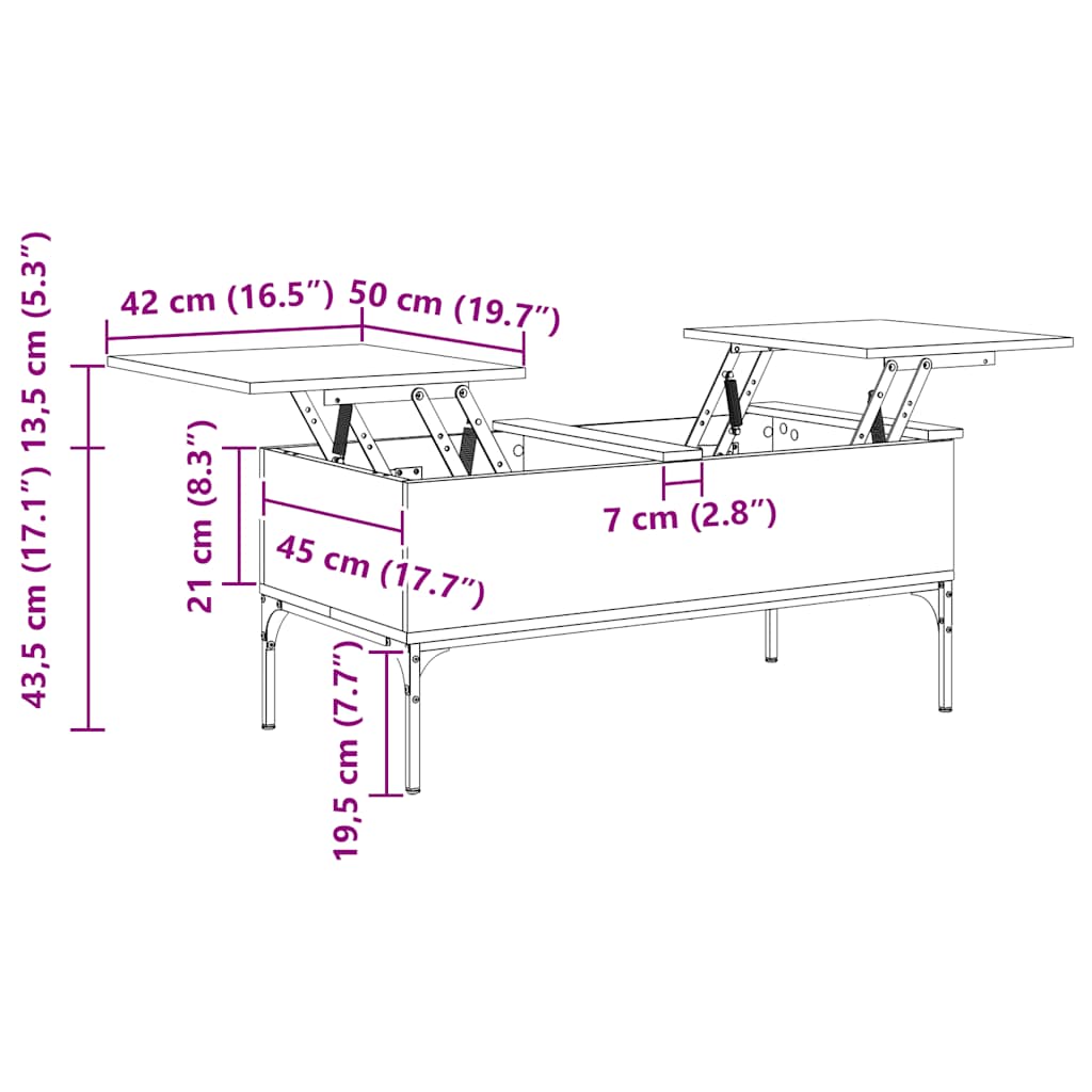 vidaXL Τραπεζάκι Σαλονιού Μαύρο 100x50x45 εκ. Επεξ. Ξύλο & Μέταλλο