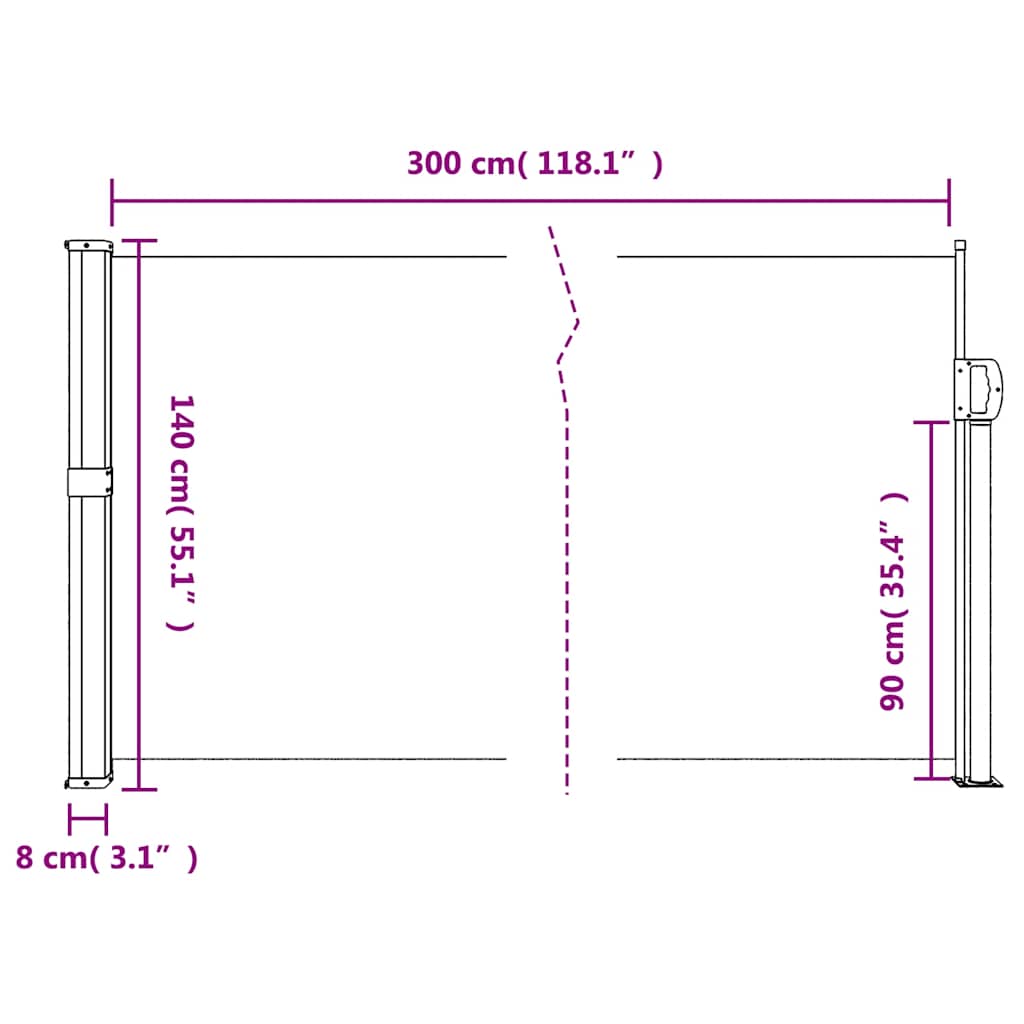 vidaXL Σκίαστρο Πλαϊνό Συρόμενο Ανθρακί 140 x 300 εκ.