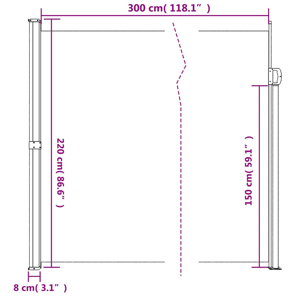 vidaXL Σκίαστρο Πλαϊνό Συρόμενο Μπεζ 220 x 300 εκ.