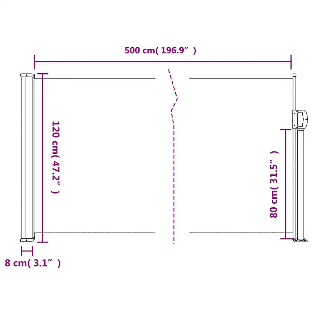 vidaXL Πτυσσόμενη Πλαϊνή Τέντα Ανθρακί 120x500 εκ.