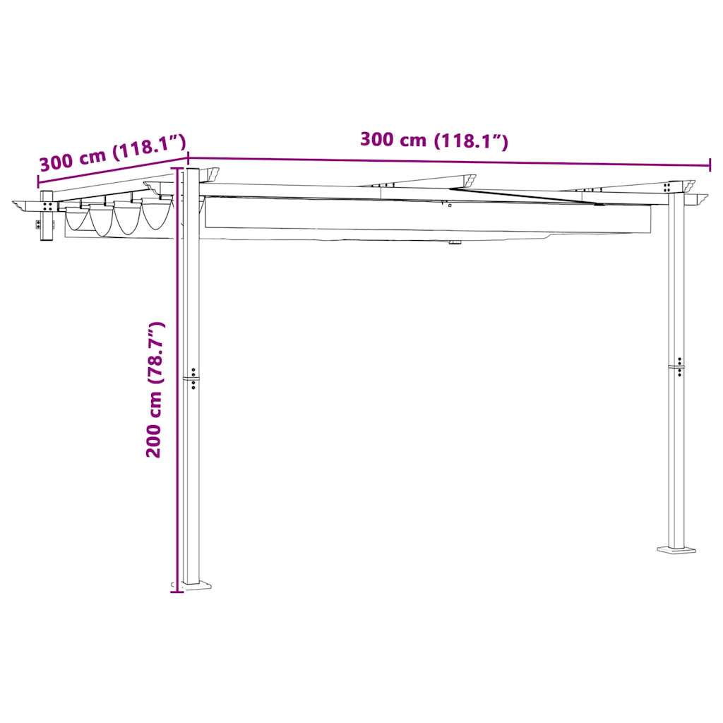 vidaXL Κιόσκι 300 x 300 x 200 cm Taupe Πολυεστέρας