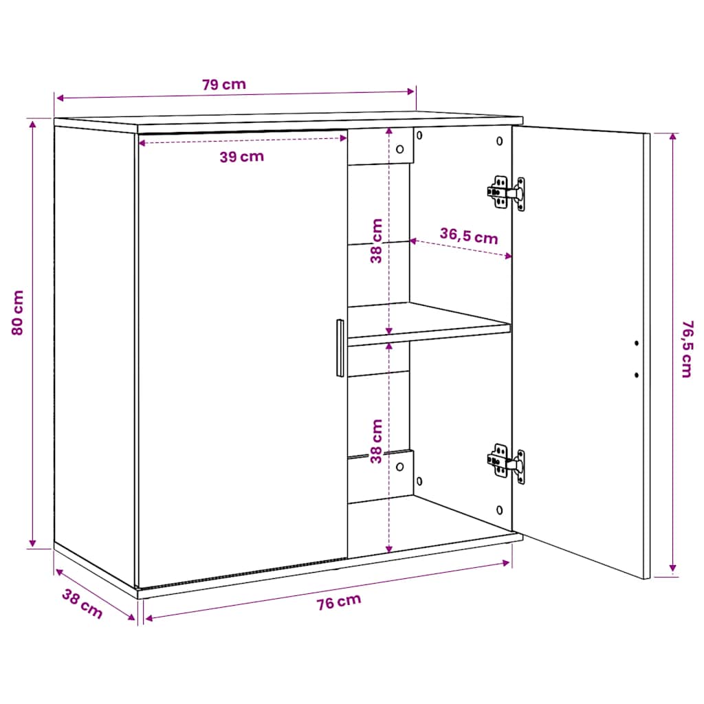 vidaXL Βοηθητικό Ντουλάπι Καπνιστή Δρυς 79x38x80εκ. Επεξεργασμένο Ξύλο