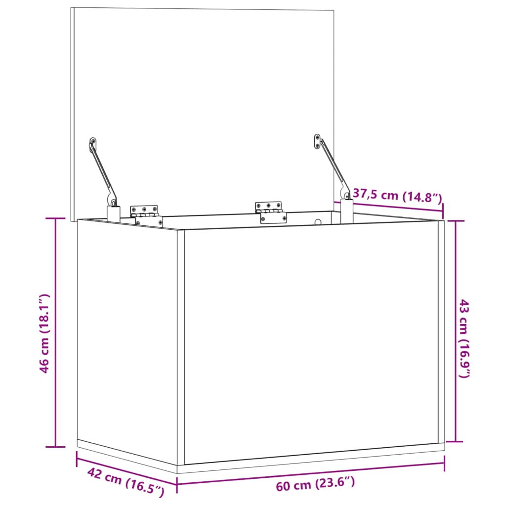 vidaXL Κουτί Αποθήκευσης Γκρι Σκυροδέματος 60x42x46 εκ. Επεξεργ. Ξύλο