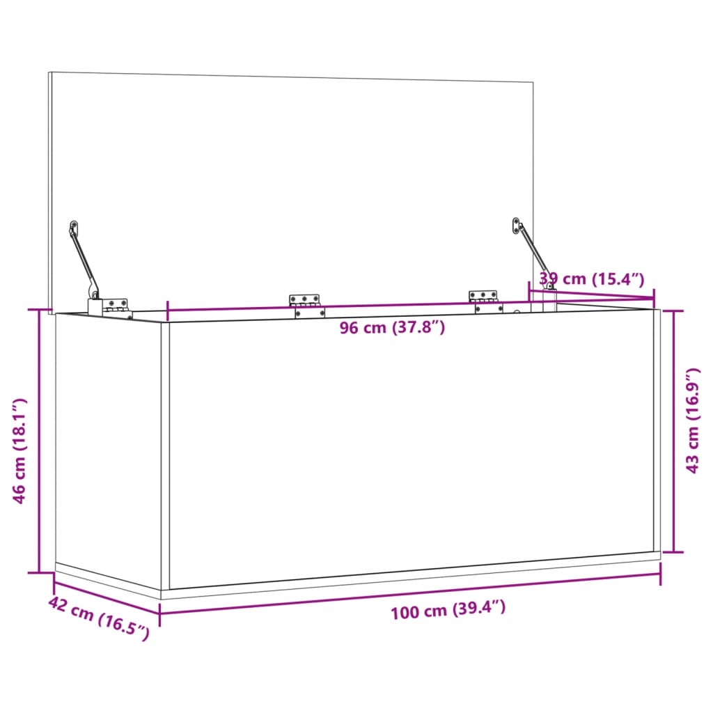vidaXL Κουτί Αποθήκευσης Λευκό 100x42x46 εκ. Επεξεργασμένο Ξύλο