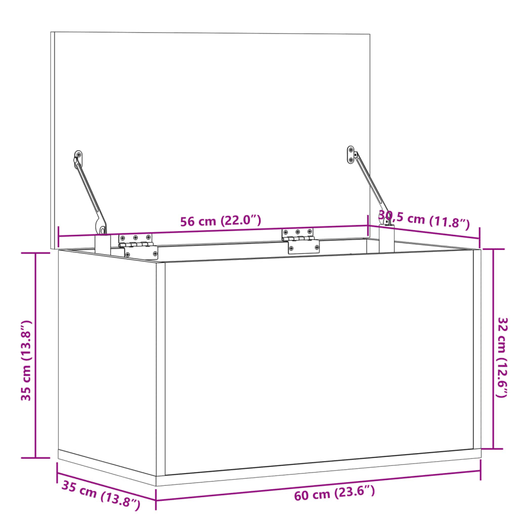 vidaXL Κουτί Αποθήκευσης Γκρι sonoma 60x35x35 εκ. Επεξεργασμένο Ξύλο