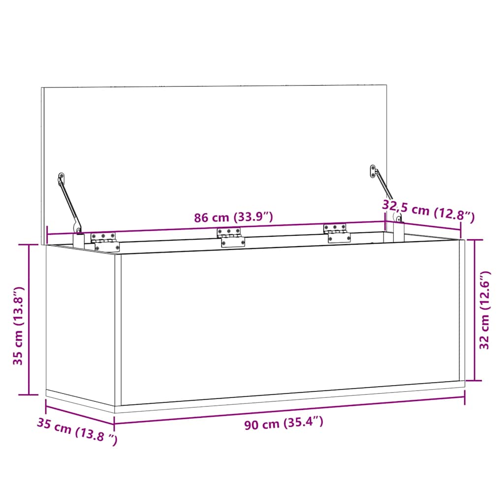 vidaXL Κουτί Αποθήκευσης Καπνιστή Δρυς 90x35x35 εκ. Επεξεργασμένο Ξύλο