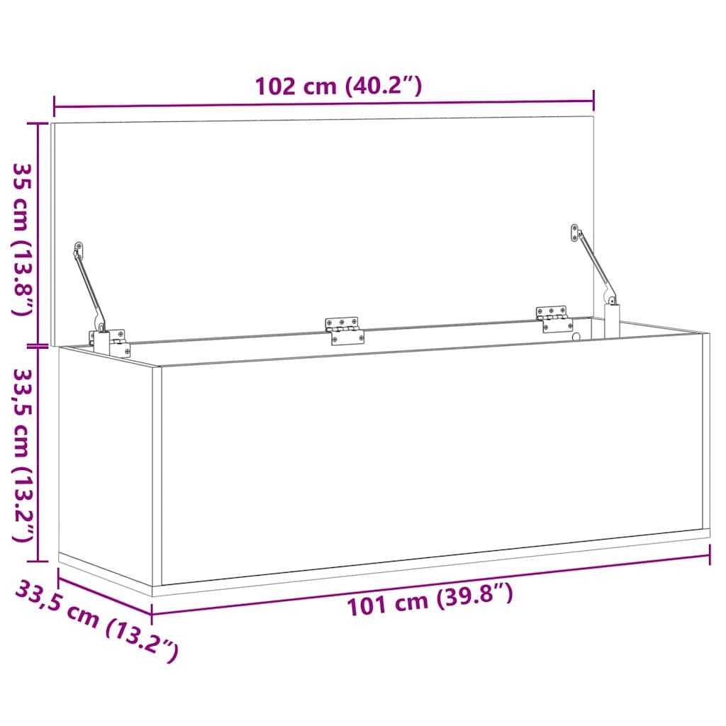vidaXL Κουτί Αποθήκευσης Λευκό 102x35x35 εκ. από Επεξεργασμένο Ξύλο