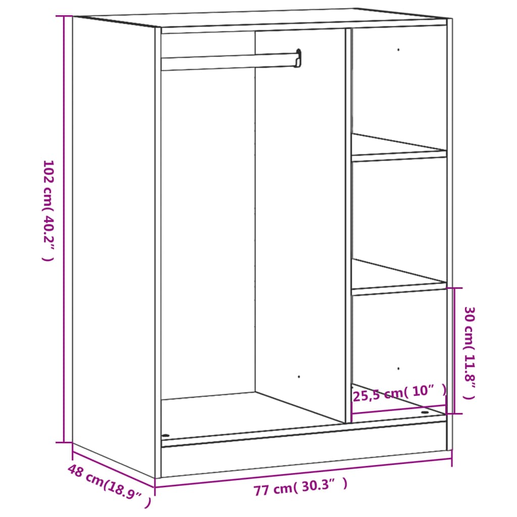 vidaXL Ντουλάπα Γκρι Σκυροδέματος 77x48x102 εκ. από Επεξεργασμένο Ξύλο